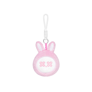 Porte-clés Lapin Exotique Rouge Vibrant en Peluche Douce, Breloque de Sac avec Broderie Signature Yeux Croisés et Étiquette Tissée du Marque - Product Image 2