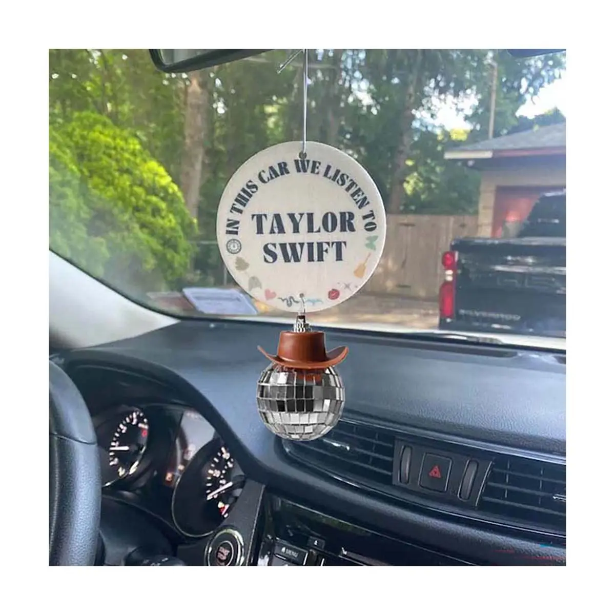 Araba aromaterapi charm Taylor merchandisefelt Swift keçe kovboy şapkası disko topu asılı dikiz aynası araba hava spreyi