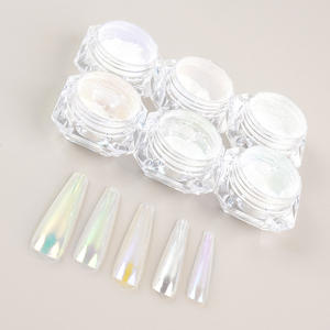 Pigmento Brilhante para Unhas Metálico Aurora Luar Branco Claro Pérola Pó de Unha Cromado - Product Image 4