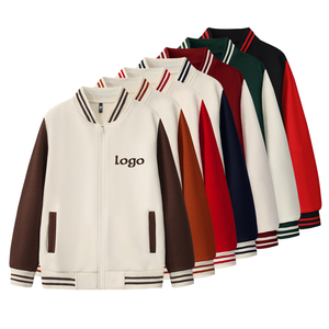 Chaqueta de Béisbol Unisex de Color Contrastante con Ribetes Acanalados, Bolsillos y Logotipo Personalizado - Product Image 2