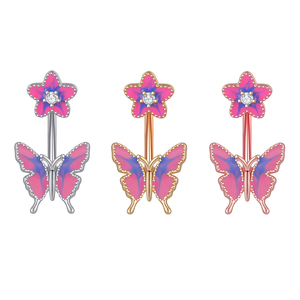 Juego de 10 Piezas de Joyería para Piercing de Ombligo con Mariposas de Circonita, Chapado en Oro Rosa/Plata, Acero Inoxidable, para Mujer - Product Image 3