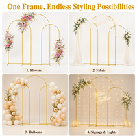Support d'arche de ballons en forme de fleur, cadre demi-cercle en fer doré, ensemble d'arche de mariage, support de toile de fond en forme de lune, support de décoration de fête arqué