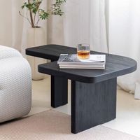 Ensemble de tables basses modulaires en forme de papillon noir, style Wabi-sabi moderne, bois massif, forme irrégulière, créatif, meubles de salon