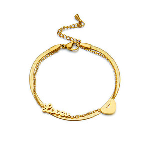 Double Layer Metal Heart Charm Bracelet Gold Zinc Alloy Women's Jewelry Gift - Product Image 5
