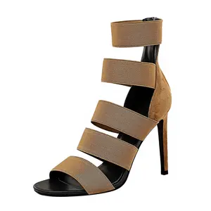190-1 BIGTREE אופנה סקסי מועדון אלסטי תחבושות נעלי נשים חלול החוצה סופר עקבים גבוהים פגיון העקב נשי מגניב מגפיים