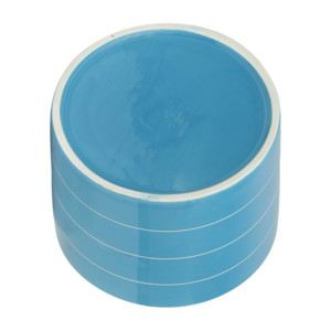 Pot en céramique avec support en bois, couleur bleue, pour intérieur et extérieur - Product Image 6