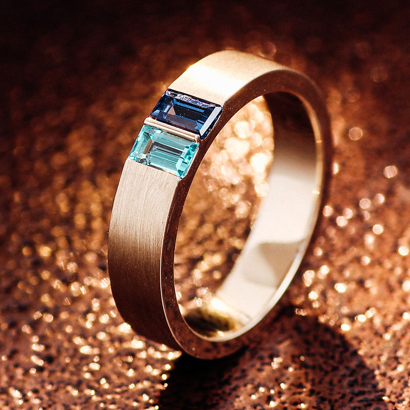 แหวนอัญมณีห้องปฏิบัติการทองคำแท้ 10K