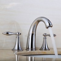 Robinet de lavabo en laiton massif à trois trous, design moderne, cartouche en céramique largement répandue, décoration de salle de bain, salon, chambre à coucher