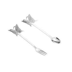 Cuillère papillon en acier inoxydable 304, cuillère à café en titane, cuillère à mélanger, fourchette à trois dents pour gâteau - Product Image 5