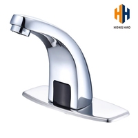 Robinet automatique à capteur infrarouge en alliage de zinc, eau froide, 3 voies, à poser sur comptoir, finition chromée, débit 16-28L/min