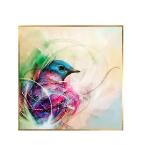 100% Hand-painted Modern Realisticly Animal Wall Painting Colorful Bird Oil Painting on Canvas for Living Room Bird Hang Picture