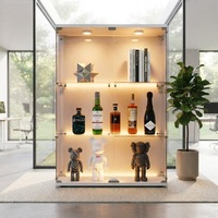 Venta Directa de Fábrica, Vitrina Moderna de Alta Calidad con Cerradura, Doble Puerta, Tres/Cuatro Niveles, Vidrio Templado, Iluminación LED