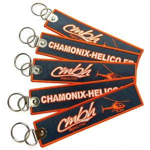 <b>Custom</b> Logo Personalized Fashion Woven Fabric Tag Key Chain 3X13cm Embroidery Patch <b>Keychain</b> - Product Image 1