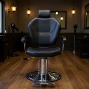 Fauteuil de Barbier Inclinable Noir avec Revêtement en Cuir PVC, Pédale en Fer Plaqué, Accoudoirs en ABS, Appui-tête en Plaque de Fer Plaqué 680, Capacité 150 kg - Product Image 2