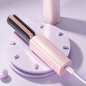 Brosse à cheveux électrique rechargeable compacte mini 180, très vendue ° Peigne lisseur de cheveux sans fil, lisseur de cheveux de poche - Product Image 3