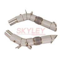Downpipe Knalpot SKYLEY SS304 Stainless Steel untuk Ferrari SF90 3.9T V8 2019-2023 Pipa Lurus dengan Pelindung Panas