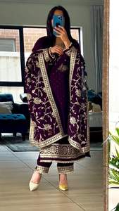 Nuevo diseñador largo pakistaní traje superior pantalón y Dupptta para exportación venta a precios baratos - Product Image 3