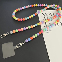Sangle bandoulière perlée colorée style influenceur, chaîne détachable avec clip de fixation, longueur 120 cm, pour sacs et étuis de téléphone