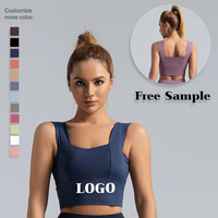 Soutien-gorge de sport élégant à dos large avec bretelles larges, respirant, à maintien élevé, anti-choc et anti-affaissement pour la course, le fitness et le yoga