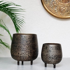 Modern Golden Glossy Metal Planter with Gold Plated Stand <b>for</b> Indoor & Outdoor <b>Plants</b> Home & Office Decor <b>Table</b> Top Floral Pots - Product Image 4