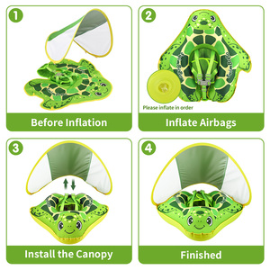 Thú vị thiết kế màu xanh lá cây rùa trẻ em bơi hồ bơi nổi vòng với mái hiên trẻ em bãi biển Đồ chơi Inflatable bé bơi <span class=keywords><strong>Float</strong></span> - Product Image 5