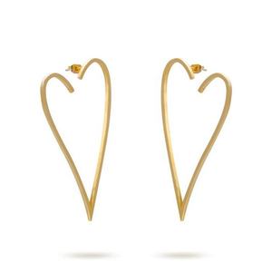 Pendientes de Acero Inoxidable con Baño de Oro de 18k, Diseño de Corazón Hueco, Estilo Moderno, Personalizables con Grabado, Venta al Por Mayor para Mujer - Product Image 2
