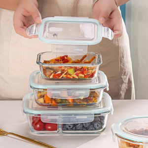 Recipientes de vidro para armazenamento de alimentos com tampas de travamento de vida inteira, recipientes herméticos para almoço, forno de micro-ondas e <span class=keywords><strong>freezer</strong></span> - Product Image 4