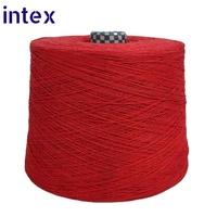 Fil à tricoter turc haute ténacité pour chaussettes et tissage, couleur rouge, 50% coton, 50% polyester recyclé mélangé