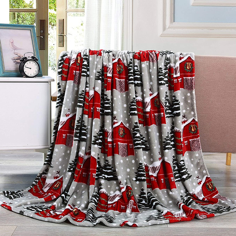 New year Christmas adult customized digital blanket throw coral fleece flannel winter tv blanket