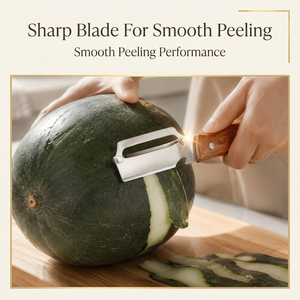 Éplucheur <span class=keywords><strong>de</strong></span> légumes multifonctionnel 2 en 1 pour la cuisine, lame en acier inoxydable, manche en bois, éplucheur <span class=keywords><strong>de</strong></span> pommes <span class=keywords><strong>de</strong></span> terre, fruits, asperges, ouvre-bouteille - Product Image 5