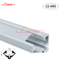 LS-045 anodisé argent Alu 6063 T5 LED profilé en aluminium boîtier d'angle support mural avec service de coupe