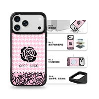 Coque de téléphone AG Feeling Black Edge avec motif porte-bonheur doré pour iPhone 17, 17 Pro Max, 16 Pro, 15 – Coque magnétique