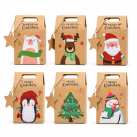 Wholesale Christmas Kraft Paper Gable Gift Boxes 24 Pcs 6 Designs Food Safe Candy Cookie Party Favor OEM MOQ 100