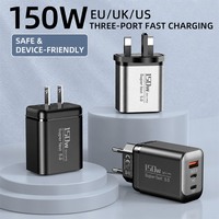 Pengisi Daya Ponsel USB+2PD QC2.0 Multi-Port USB-C/USB-A 12W Pengisian Cepat untuk Adaptor Perjalanan AS/EU/UK untuk iPhone Samsung