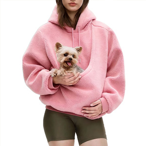 Sudadera con capucha rosa de forro polar Sherpa para mujer, estilo canguro, para transportar mascotas (<span class=keywords><strong>perros</strong></span> y gatos), de <span class=keywords><strong>manga</strong></span> larga, extragrande, personalizada OEM - Product Image 1
