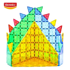Gemmicc148PCSプラスチック磁気ビルディングタイルSTEM STEAMブロックモデルビルディングおもちゃセット