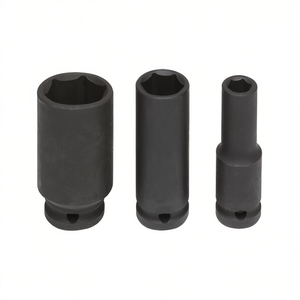 Fervi <b>Impact</b> <b>Socket</b> Wrench <b>Set</b> 3 Pc Metric <b>Deep</b> Drive Tool Kit Chrome Vanadium Steel Industrial Grade 3-Year Warranty - Product Image 2