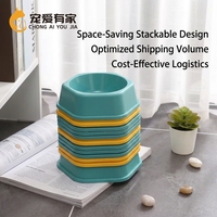 Gamelle portable géométrique moderne en plastique étanche pour animaux de compagnie, antidérapante, hexagonale, pour chat et chien, qualité alimentaire, sans BPA, empilable, gain de place