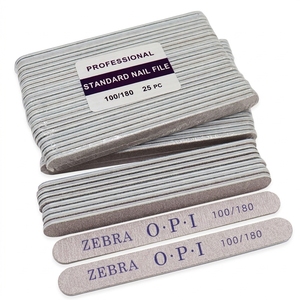 <span class=keywords><strong>Lime</strong></span> à ongles double face en éponge avec motif zèbre, grain grossier/fin 100/180, 178x19x4.5mm, logo personnalisable pour le soin des ongles - Product Image 1