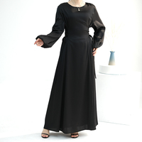 Mode à manches longues femmes musulmanes robe élégante fête cordon plus mince Habaya robe arabe dubaï robe musulmane pour les femmes