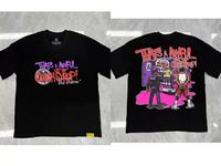 Kaos Pria Lengan Pendek Katun Cetak Gaya Hip-hop Heavy Washed, Model Longgar, Motif Cough Syrup American, Trendi