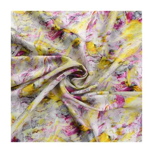 Safa textil impreso diseños florales digitales personalizados tela de gasa de satén sedoso para ropa de mujer