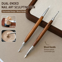 Pinceau à gel multifonctionnel pour ongles, manche en bois de santal, double tête, outil d'art des ongles pour le gel et la sculpture 3D
