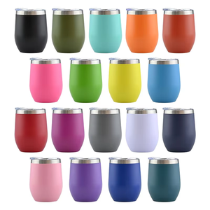 Vaso Térmico de Vino con Aislamiento al Vacío, Recubrimiento en Polvo, Forma de Huevo, 12 Oz, con Logotipo Personalizado, Doble Pared, Acero Inoxidable, para Viaje - Product Image 1