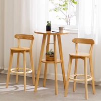 Tabouret de bar américain nordique en bois massif chaise de bar design hôtel café tabouret haut en pu