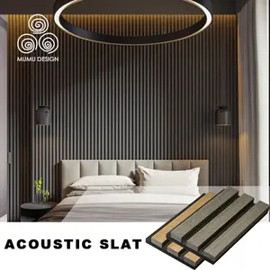 MUMU Music Studio Polyester Fiber MDF Veneer Soundproof Wallboard Wooden Grooved Acoustic Panel