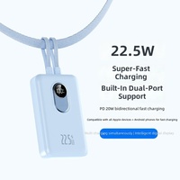 Batterie externe en plastique à charge rapide 225W, câble intégré, affichage numérique intelligent, batterie au lithium polymère 20 000 mAh, chargeur mobile