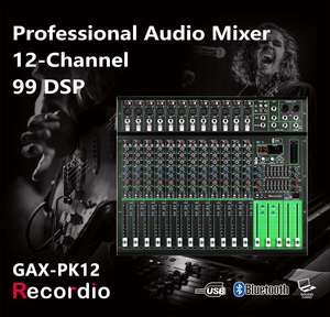 GAX-PK12 2024 New 12 Kênh Chuyên Nghiệp Âm Thanh Trộn Giao Diện Điều Khiển Video & Chiếu Sáng 99dsp Kép 7-Phân Khúc <span class=keywords><strong>Equalizer</strong></span> USB Bt Sân Khấu KTV - Product Image 2