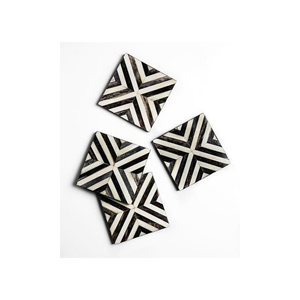 Buy Bone Inlay <b>Coaster</b> Set Handcrafted Black and White Mosaic <b>Drink</b> <b>Coasters</b> with Modern Geometric Designed Bone Inlay <b>Coaster</b> - Product Image 1