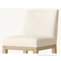 Tabouret de bar haut sans bras en bois de chêne massif à la mode avec jambes coniques Coussin en tissu confortable pour la maison ou l'extérieur